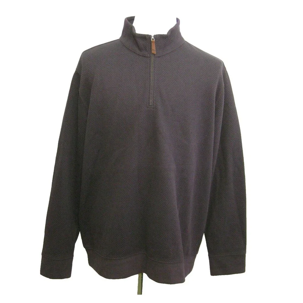 Lands' End 1/4 Zip Sweater Mens Size XL Maroon Purple Long Sleeve Cotton Blend